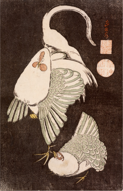 雌雄鶏図